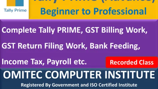 Advance Certificate in Computer Accounting with Tally PRIME - Tally PRIME (Advance)